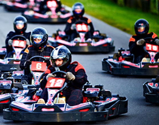 adult group on karting track